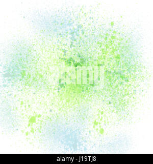 Green and blue spray paint on white background. Stock Photo