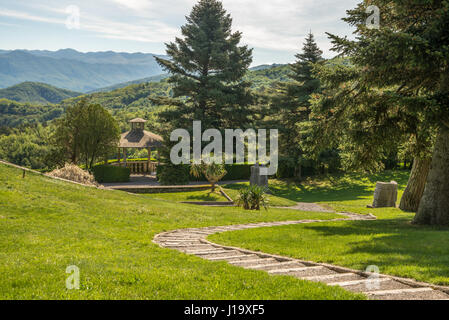 Scenic green Ferraris garden in small karst village of Stanjel in Slovenia Stock Photo