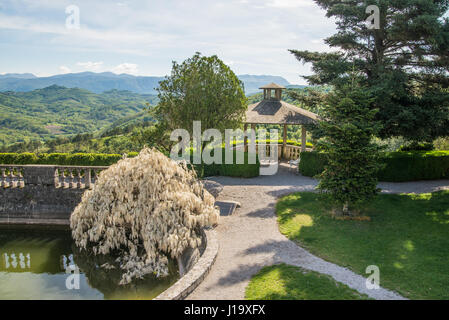 Scenic green Ferraris garden in small karst village of Stanjel in Slovenia Stock Photo