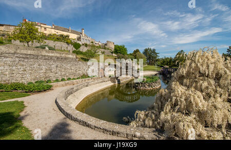 Scenic green Ferraris garden in small karst village of Stanjel in Slovenia Stock Photo