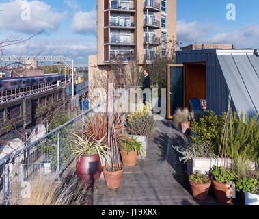 Roof terrace. Ellingford Rd, London, United Kingdom. Architect: cassion castle architects, 2012. Stock Photo