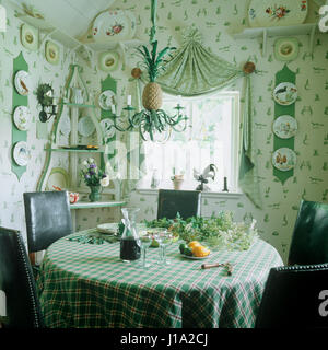 Retro green dining room. Stock Photo