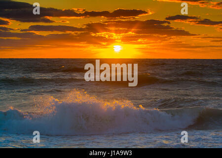 sunset over the Gulf of Mexico ocean Stock Photo