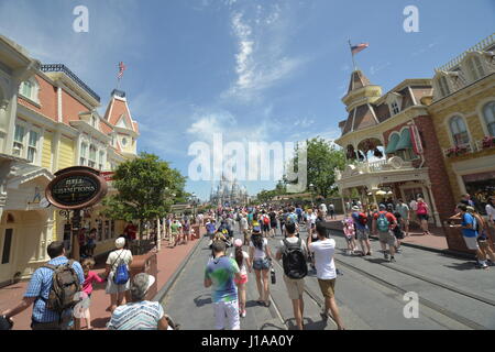 Walt Disney World characters on the streets with people Stock Photo