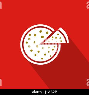 Pizza Flat Icon With Red Background, Vector, Illustration Stock Vector