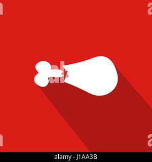 Meat Flat Icon With Red Background, Vector, Illustration Stock Vector