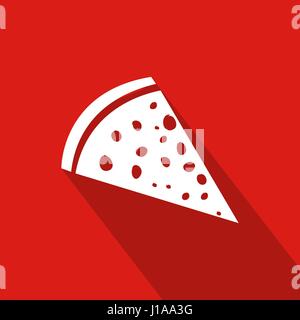 Pizza Flat Icon With Red Background, Vector, Illustration Stock Vector