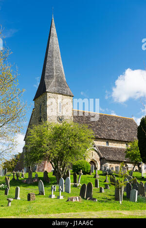 The parish church of St Peter Ad Vincula in the village of Wisborough Green on a sunny spring morning, West Sussex, UK Stock Photo