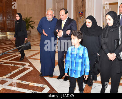 Cairo, Egypt. 19th Apr, 2017. Egyptian President Abdel Fattah al-Sisi, meets with the martyr Ahmed Salah Eddin Malik, in Cairo, Egypt, on April 19, 2017 Credit: Egyptian President Office/APA Images/ZUMA Wire/Alamy Live News Stock Photo