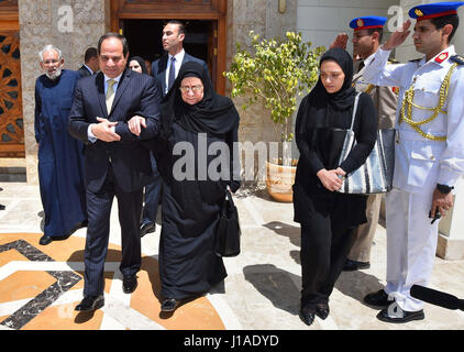 Cairo, Egypt. 19th Apr, 2017. Egyptian President Abdel Fattah al-Sisi, meets with the martyr Ahmed Salah Eddin Malik, in Cairo, Egypt, on April 19, 2017 Credit: Egyptian President Office/APA Images/ZUMA Wire/Alamy Live News Stock Photo