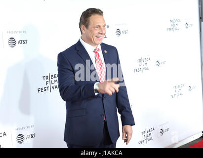 New York, USA. 19th April, 2017. Governor of New York, Andrew Cuomo arrives at the 2017 Tribeca Film Festival Opening Night, Clive Davis: The Soundtrack Of Our Lives Credit: The Photo Access/Alamy Live News Stock Photo