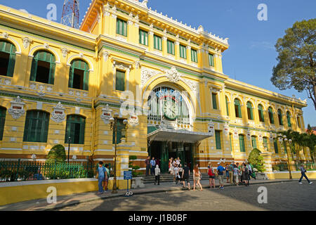The Saigon Central Post Office in Ho Chi Minh City. It was designed by french architect Gustave Eiffel between 1886 and 1891. Stock Photo