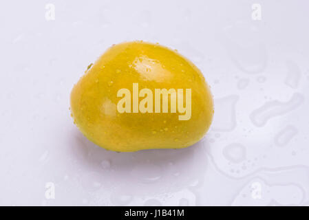 Mumbai / India  12 April 2017  King of fruits  Alphonso yellow Mango  isolated on white background at Stock Photo