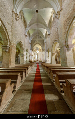 The nave of the Cistercian Abbey in Belapatfalva (Hungarian: Bélapátfalva) at Belharomkut (Hungarian: Bélháromkút), Hungary. This is the only one Cist Stock Photo