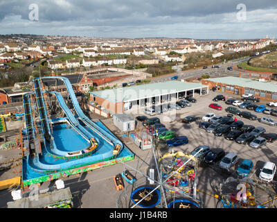 View from the ferris wheel at Barry Island Pleasure Beach, South Wales. Barry Island Big wheel is also known as the Barry Eye. Stock Photo