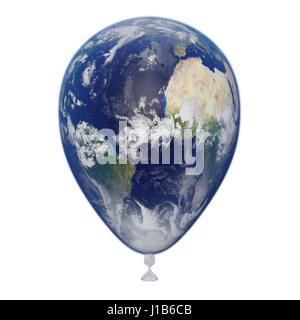 planet Earth balloon showing Africa, Europe, South America and North America (3d illustration, isolated on white background, elements of this image ar Stock Photo