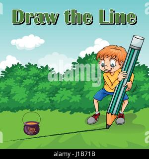 Idiom poster for draw the line illustration Stock Vector