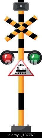 Train sign with red and green light illustration Stock Vector