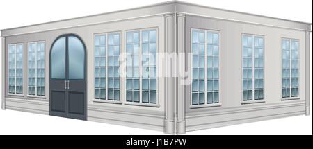 3D design for building with glass windows illustration Stock Vector