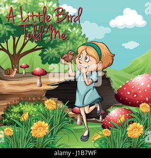 Idiom poster for little bird told me illustration Stock Vector