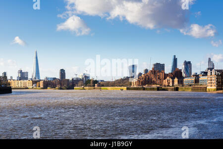 Skyline of the City of London taken from Canary Wharf, Docklands, London, England Stock Photo
