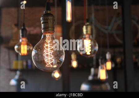 Set of light bulbs on beautiful background Stock Photo