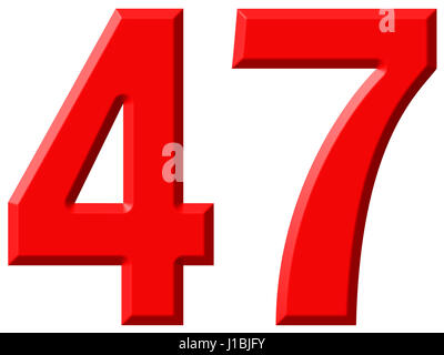 Numeral 47, forty seven, isolated on white background, 3d render Stock Photo