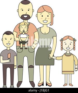 Happy family. Vector illustration of a flat design Stock Vector