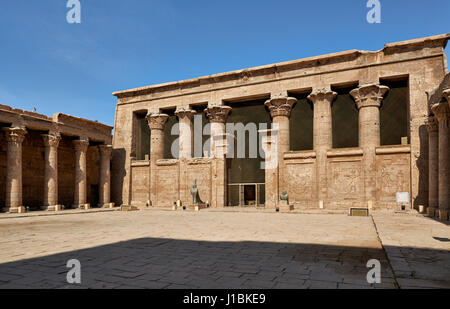 inner courtyard and columns of the Ptolemaic Temple of Horus in Edfu, Egypt, Africa Stock Photo