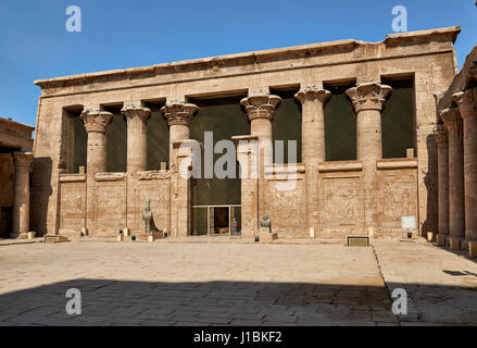 inner courtyard and columns of the Ptolemaic Temple of Horus in Edfu, Egypt, Africa Stock Photo