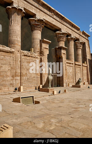 inner courtyard and columns of the Ptolemaic Temple of Horus in Edfu, Egypt, Africa Stock Photo