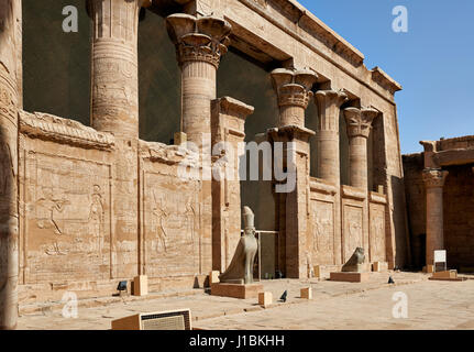 inner courtyard and columns of the Ptolemaic Temple of Horus in Edfu, Egypt, Africa Stock Photo