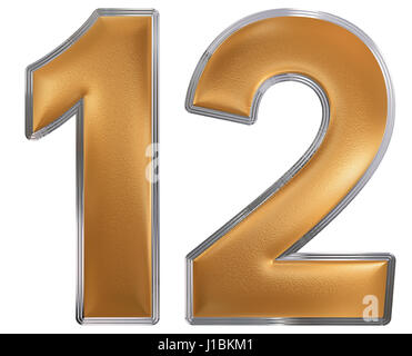 Numeral 12, twelve, isolated on white background, 3d render Stock Photo