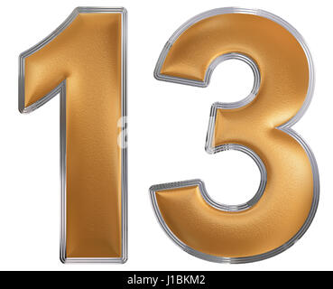Numeral 13, thirteen, isolated on white background, 3d render Stock Photo
