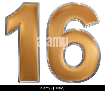 Numeral 16, sixteen, isolated on white background, 3d render Stock Photo