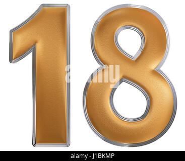 Numeral 18, eighteen, isolated on white background, 3d render Stock Photo