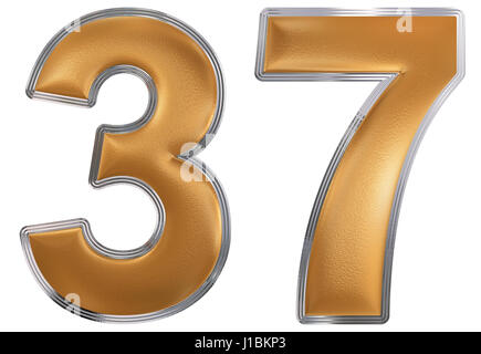 Numeral 37, thirty seven, isolated on white background, 3d render Stock Photo