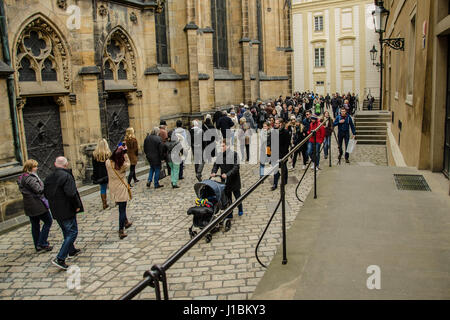 The first sanctuary on the place of present St Vitus Cathedral was built by Wenceslas I, Duke of Bohemia, in 926-30 as the third church built at Pragu Stock Photo