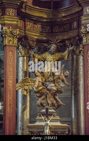 The first sanctuary on the place of present St Vitus Cathedral was built by Wenceslas I, Duke of Bohemia, in 926-30 as the third church built at Pragu Stock Photo