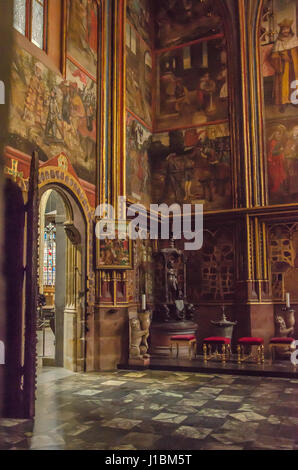 St Wenceslas Chapel is the masterpiece of Czech Gothic and the pride of St Vitus Cathedral. It is dedicated to the patron of Czech lands, St Wenceslas Stock Photo