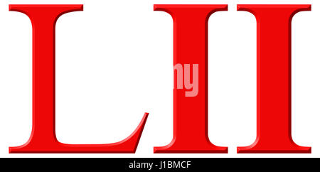 Roman numeral LII, duo et quinquaginta, 52, fifty two, isolated on