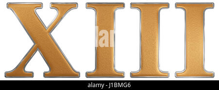 Roman numeral XIII, tredecim, 13, thirteen, isolated on white