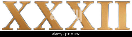 Roman numeral XXXII, duo et triginta, 32, thirty two, isolated on white background, 3d render Stock Photo