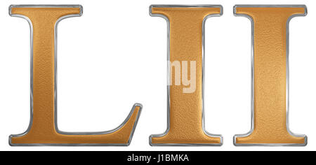 Roman numeral LII, duo et quinquaginta, 52, fifty two, isolated on