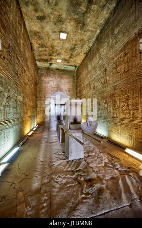 the sanctuary at the centre of the temple inside Temple of Edfu, Egypt, Africa Stock Photo