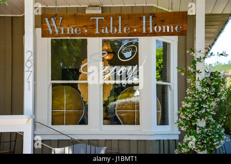 Entrance to the Saarloos Family Farming Operation & Vineyard & Wine store & tasting room complex in Los Olivos, CA, Stock Photo