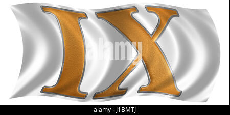 Roman Nine Roman numeral IX, novem, 9, nine, isolated on white background, 3d ...