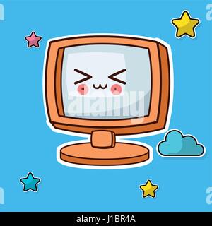 kawaii screen computer image Stock Vector