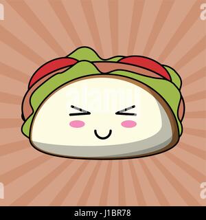 Taco mexican food cute kawaii cartoon Stock Vector Image & Art - Alamy