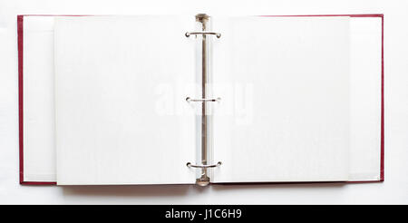 open photo album, blank pages - ring binder  file Stock Photo